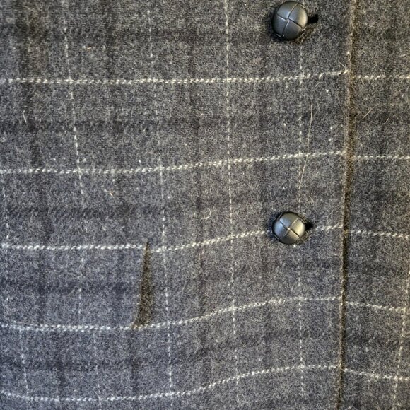 Vintage Harve Benard Wool Blazer Women's 10 Charcoal Grey Plaid 3 Button Jacket - Picture 6 of 8